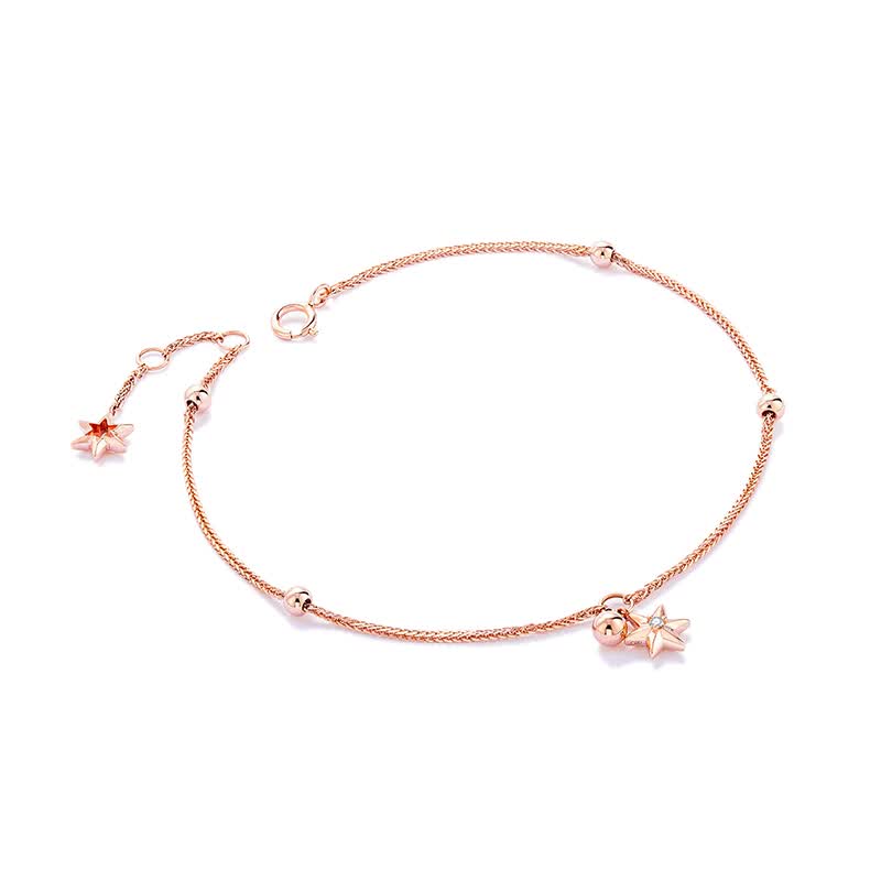 crd克徕帝18k玫瑰金钻石手链玫瑰金手饰女礼物彩金手链k系列星星钻石