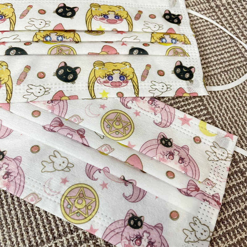 公子玉动漫卡通美少女战士水冰月口罩可爱月野兔成人印花独立包装三层