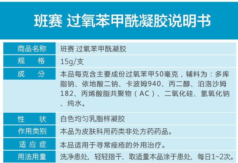 过氧苯甲酰凝胶说明书图片