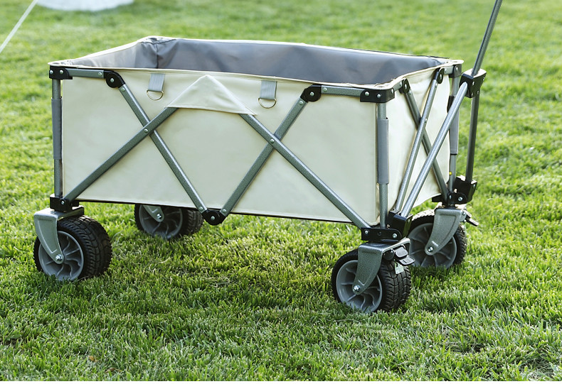 钓鱼手拉车户外营地车搬家超市购物野餐车折叠便捷小拖车聚拢款黑色双