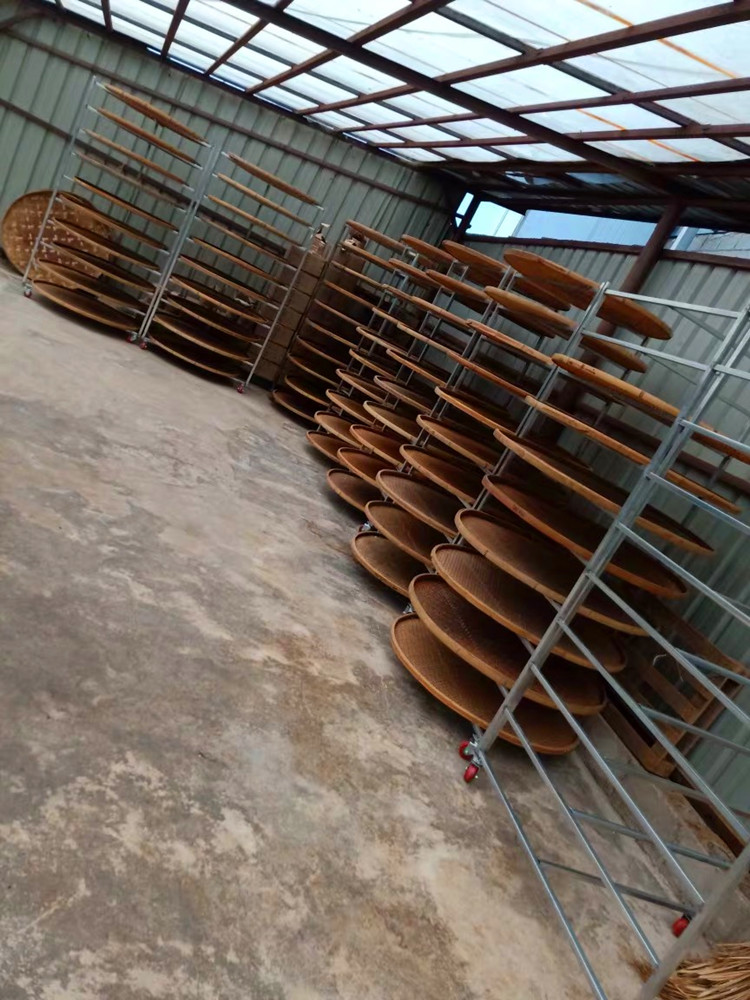 鑫琪三木园艺茶叶凉青架晾晒摊青架晒药材制茶用具竹簸箕竹筛放置架竹