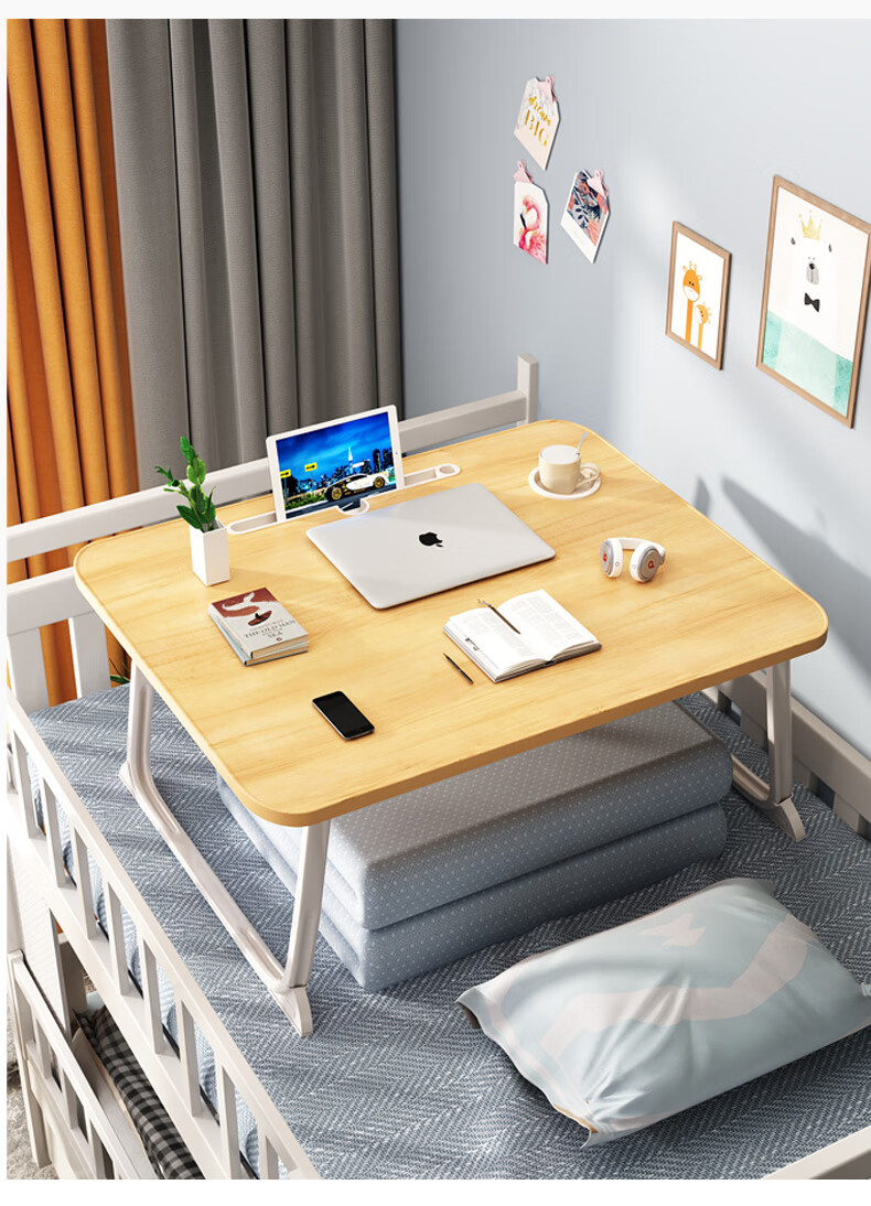 森芝感床上书桌学生宿舍铺卧室折叠飘窗懒人电脑桌学习桌床上小桌子黑