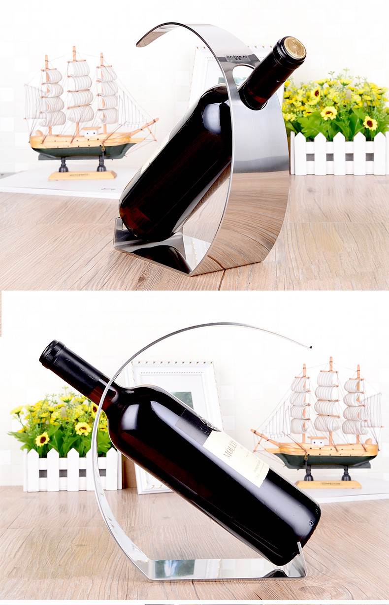 创意不锈钢红酒架葡萄酒架子洋酒简约酒柜展示酒托酒瓶架家居摆件