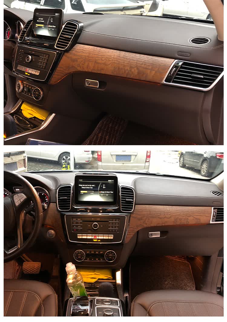 适用于奔驰mlgls gle岑木内饰改装碳纤维装饰中控面板桃木高档定制