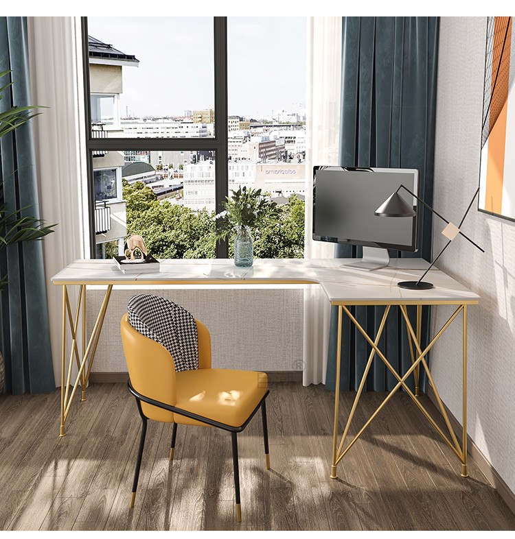 汇德能岩板转角书桌北欧轻奢转角电脑l型家用个性拐角创大客户定制