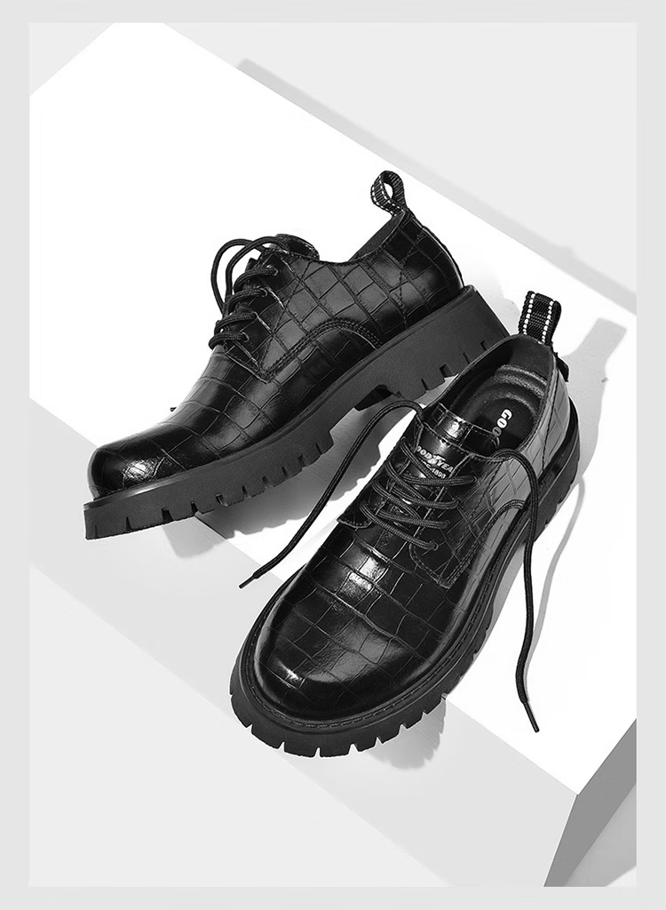 固特异(goodyear)男鞋休闲皮鞋男英伦秋冬真皮男士商务休闲鞋ins潮