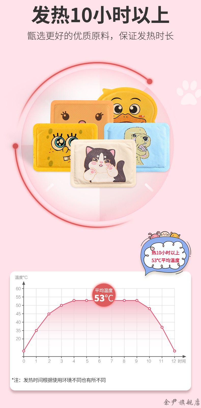 暖贴卡通可爱暖宝宝贴女生用保暖身贴发热12小时朱迪猫20片