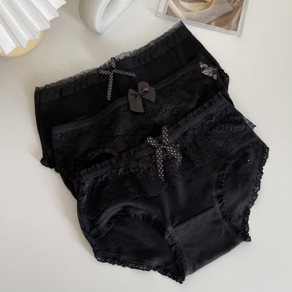 乐卉工厂白色蕾丝内裤生秋冬可爱黑色日系少女感雷丝女式透气纯欲风