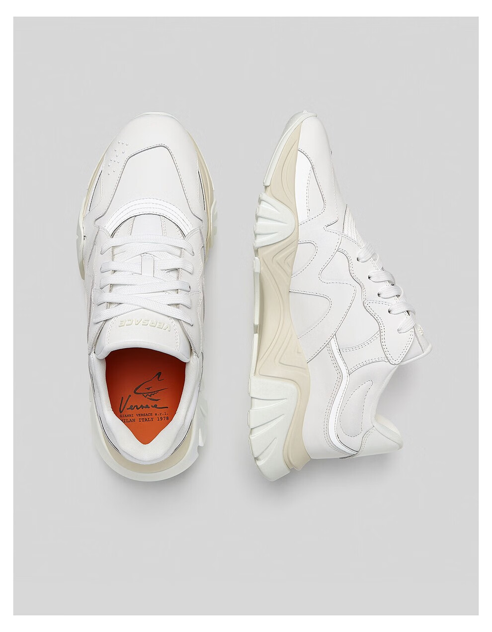versace范思哲男士织物配皮休闲老爹鞋运动鞋dsu7703dvte1gd01白色395