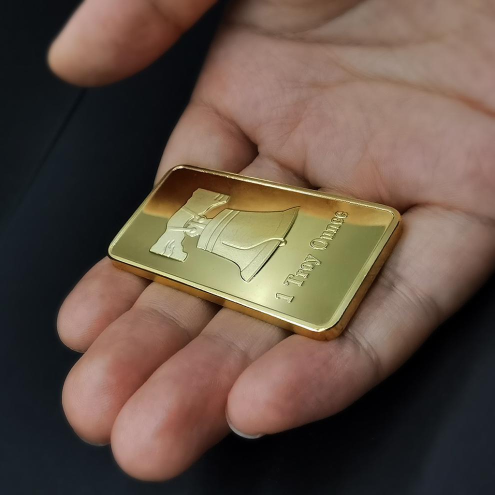 欧殿oudian美国钟镀金块金条纪念币1金衡盎司troyounce富贵摆件玩具