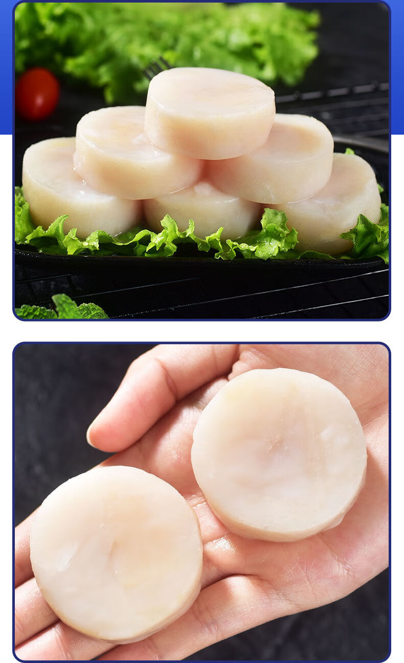 香煎玉带贝柱瑶柱海鲜水产克雷蒙2包精制大扇贝柱特大号每包1020个装