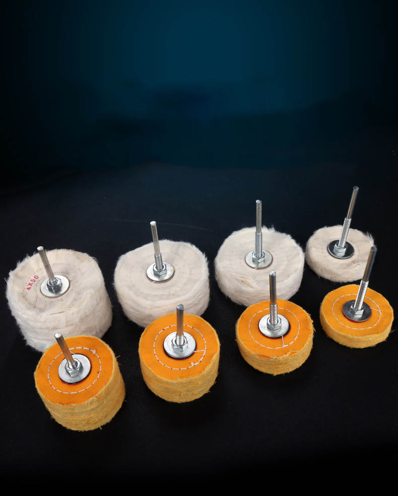 镜面抛光轮布轮加厚棉布纯棉打磨蜜蜡金属工具羊毛轮白布轮磨头 6mm柄