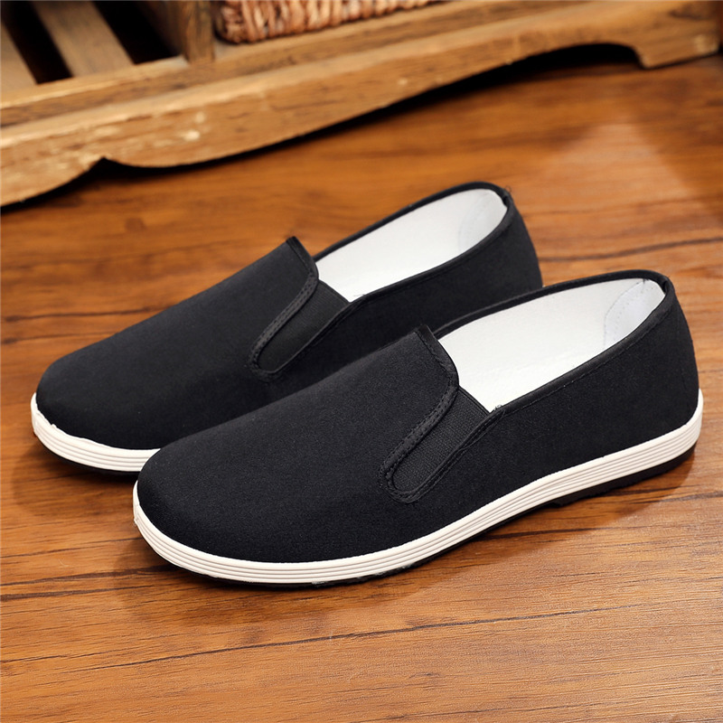 老北京布鞋男鞋平底单鞋黑色工作鞋爸爸鞋酒店鞋劳保鞋一脚蹬上班