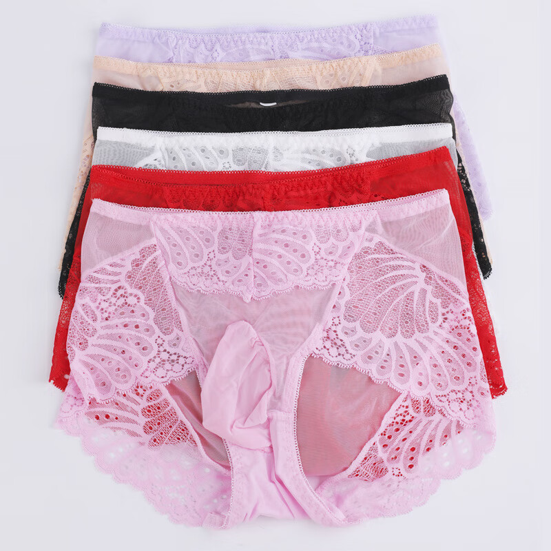枪弹分离内裤男士性感内裤家居内裤男透蕾丝边透明男士内裤枪弹分离全
