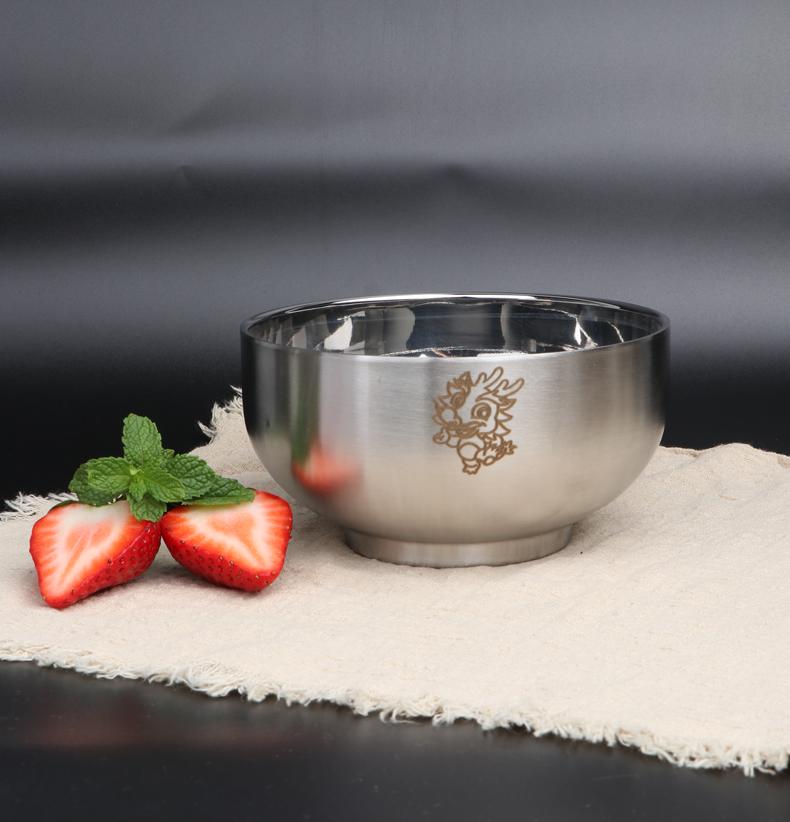 不锈钢碗筷304不锈钢碗套装家用防烫防摔儿童宝宝吃饭碗筷单人一套