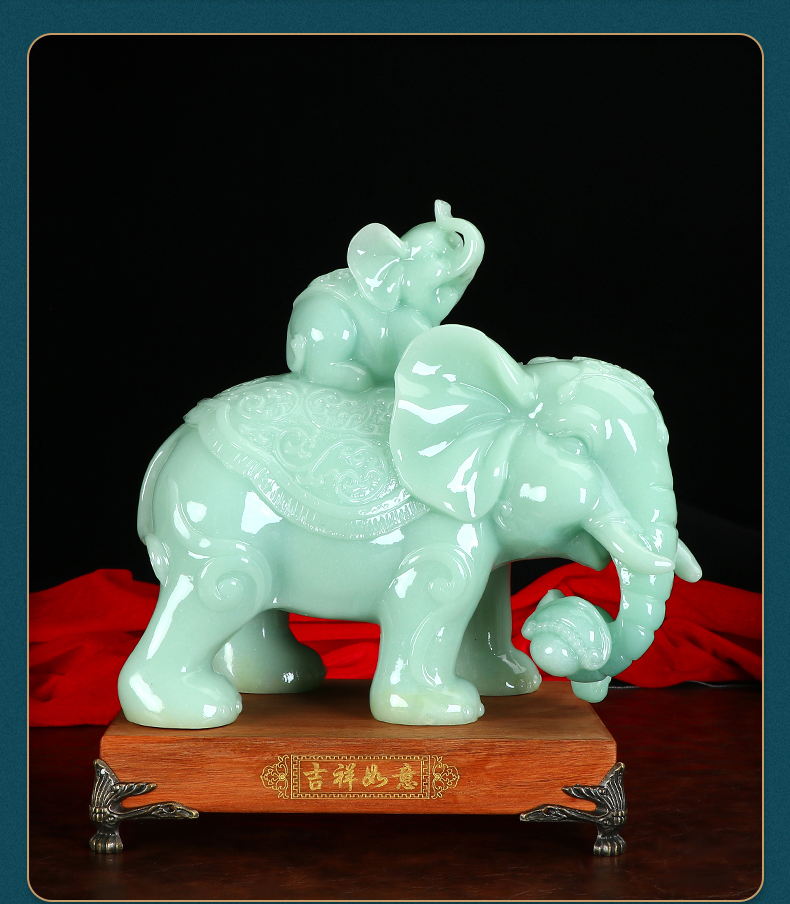 风水子母大象一对摆件象家用客厅玄关沙发办公室书房装饰搬家乔迁礼品