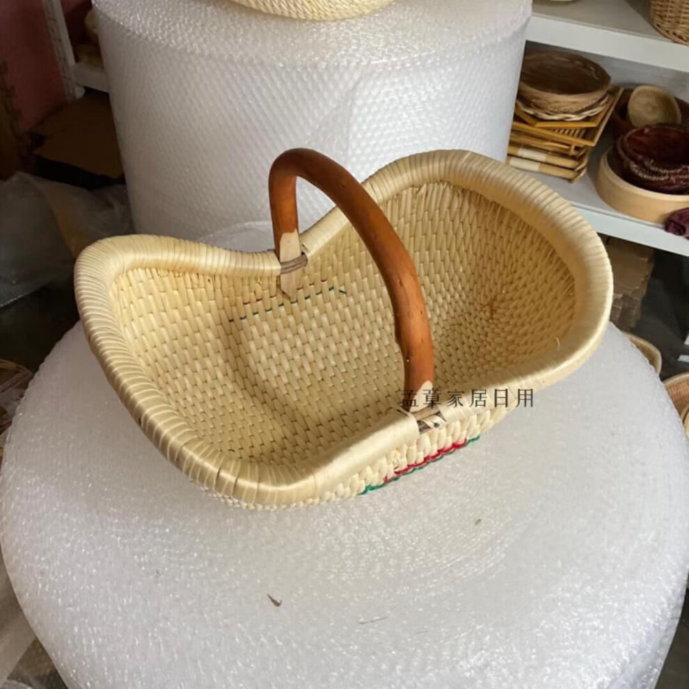 馒头筐柳编收纳筐箢子婚嫁仿古影视道具鸡蛋筐馒头筐斗 中号38*24*20