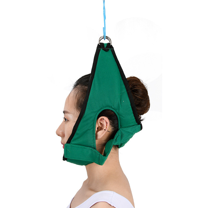 颈椎牵引带家用颈部吊带成人脖子拉伸固定带吊脖子透气面料绿色款均码