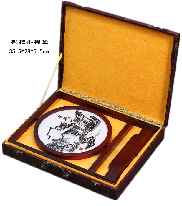 芜湖铁画迎客松芜湖铁画纯手工红花梨木双面迎客松中国特色手工艺定制