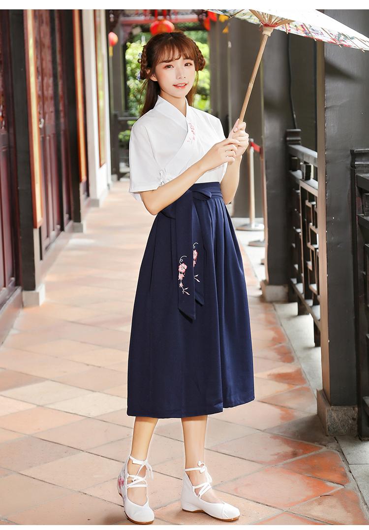 古装汉服改良女装日常汉元素短袖学生毕业照班服古风裙子套装夏季枣