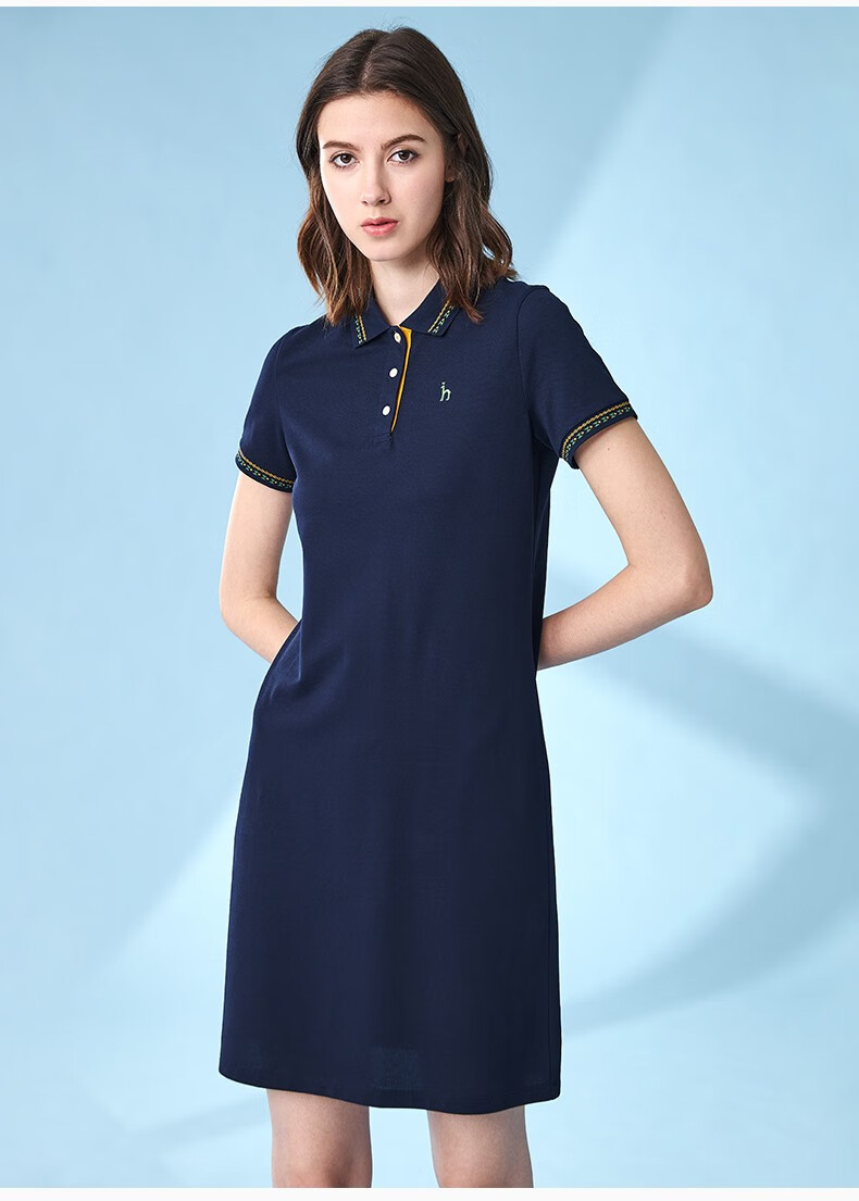 商场同款哈吉斯hazzys夏季新款连衣裙女后背绣花针织连衣裙aqwse01be