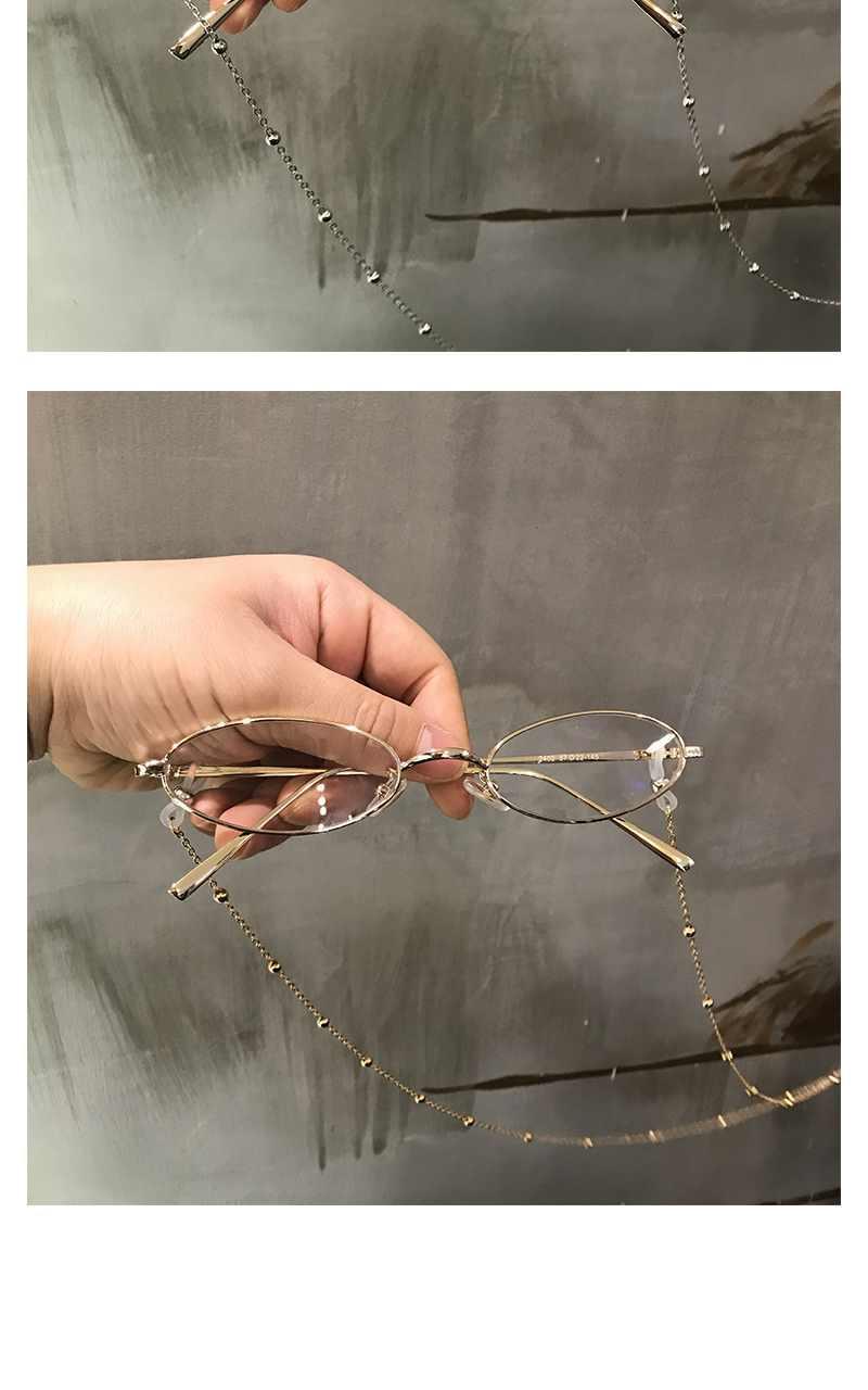 眼镜挂链椭圆扁框潮流网红眼镜女红色带链条墨镜男小脸百搭太阳镜银框