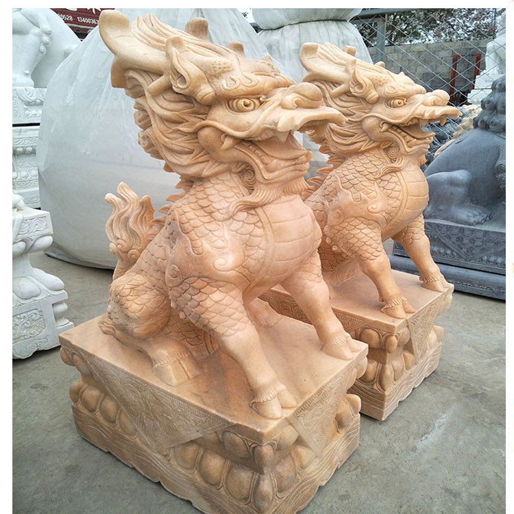 爱韵馨华礼品 石雕麒麟一对门口青石头汉白玉龙爪家用摆件庭院 爪子款