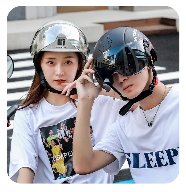 上掀式摩托车头盔3c认证m3电动女夏季防晒半盔男安全帽四季通用轻便3c