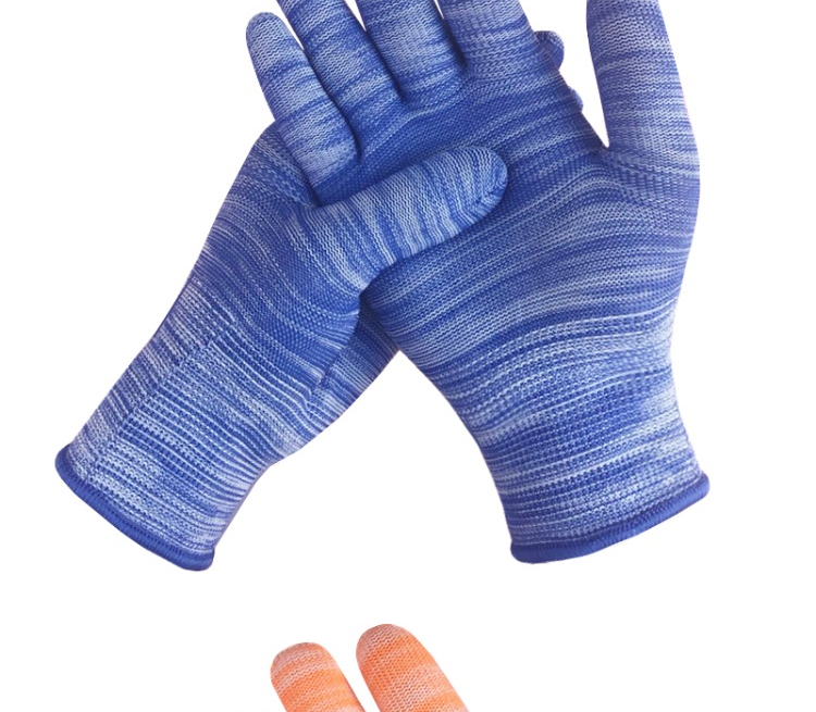 手套劳保耐磨工作布料小号面料女薄款贴手女上班用薄布女干活蓝色尼龙