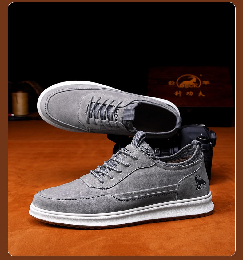 公羊板鞋春夏季新款潮鞋男士休闲皮鞋洞洞款透气网面运动男鞋系带百搭