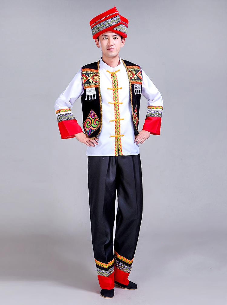 少数民族 白族服装女新款 大理 云南 绣花 新款白族舞蹈演出服男 女款