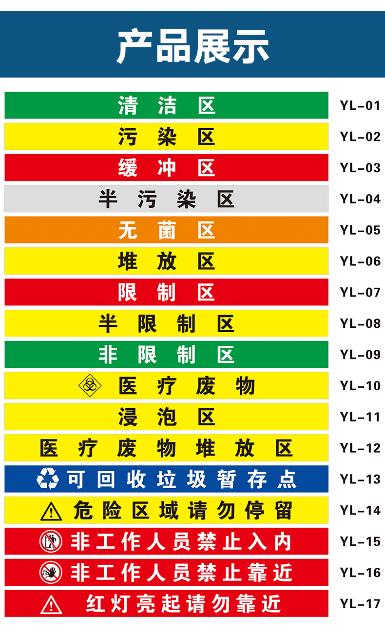 廢物地標限制區非限制區汙染區汙染通道小心地滑分區標識清潔區緩衝區