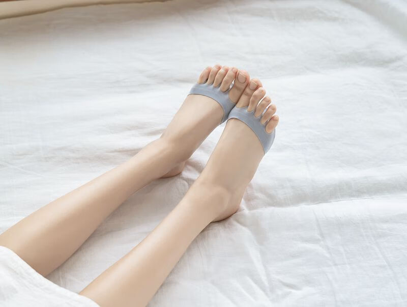 五指袜女任意剪冰丝五指袜脚垫海绵毛巾底露趾袜高跟鞋独立包装2色