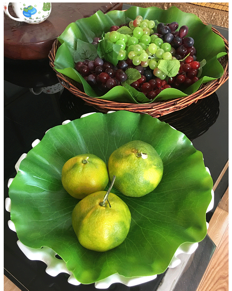 仿真假荷叶装饰单片绿叶餐厅菜肴摆盘大片莲叶子塑料芭蕉叶水果店软