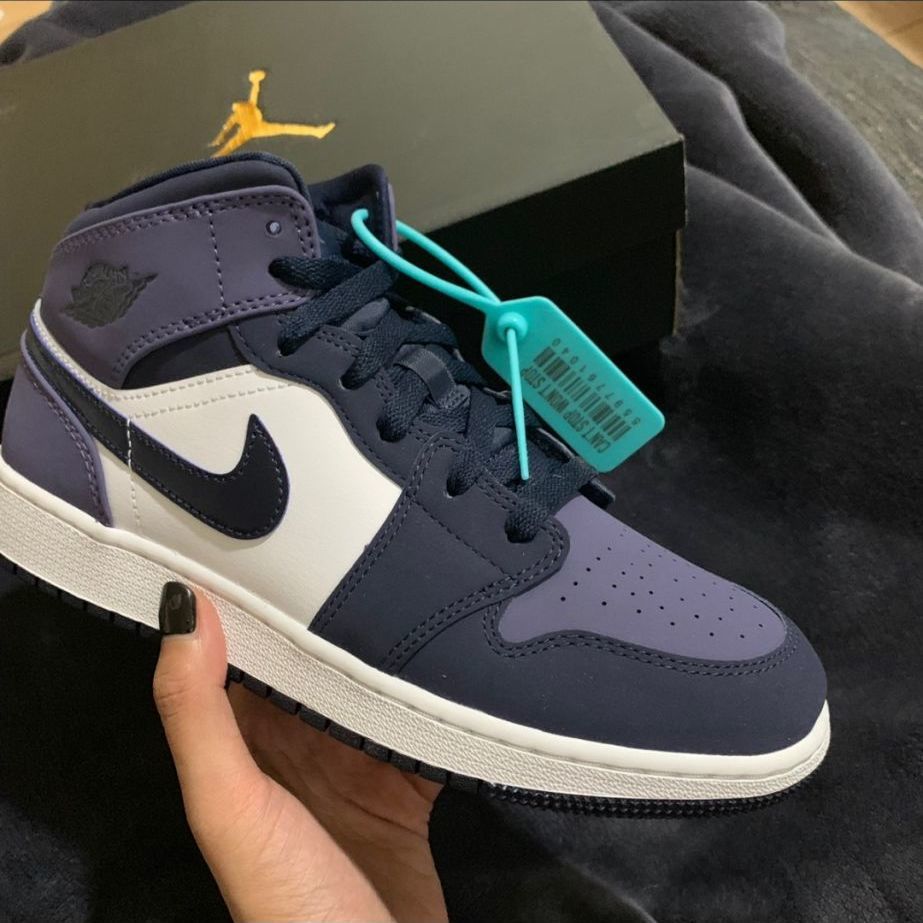 midsanded乔1桑德紫黑紫脚趾中帮男女篮球鞋554724445桑德紫36