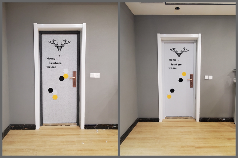 毛毡门贴自粘入户门改造翻新木门防盗门贴纸整张隔音墙贴北欧装饰珍珠