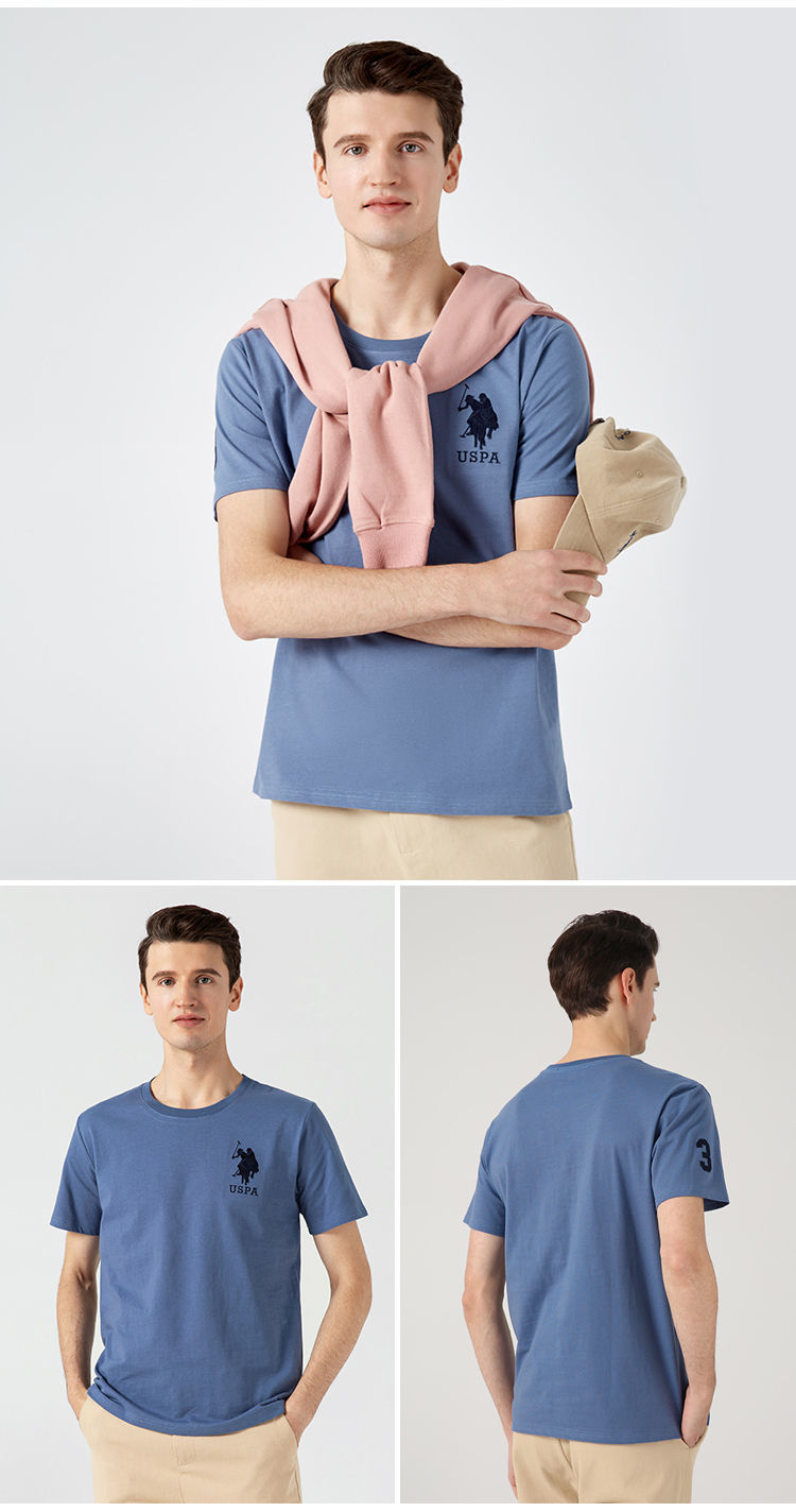 美国品牌保罗纯棉男士短袖t恤新款半袖夏季白色圆领男体恤衫潮t 黑色