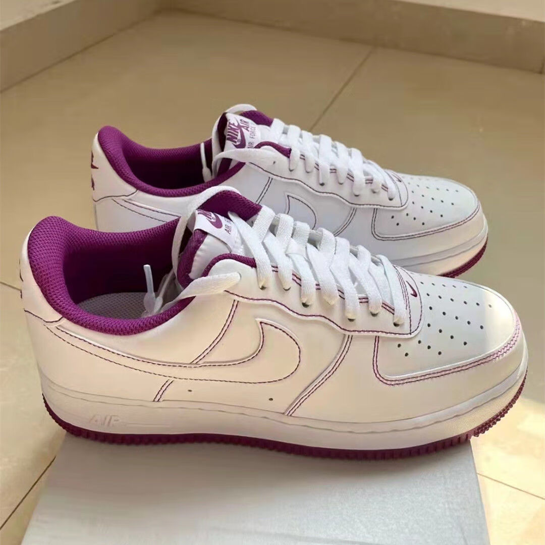 【公司级】纯原高版本 af1空军一号低·帮白紫底缝线男女休闲运动板鞋