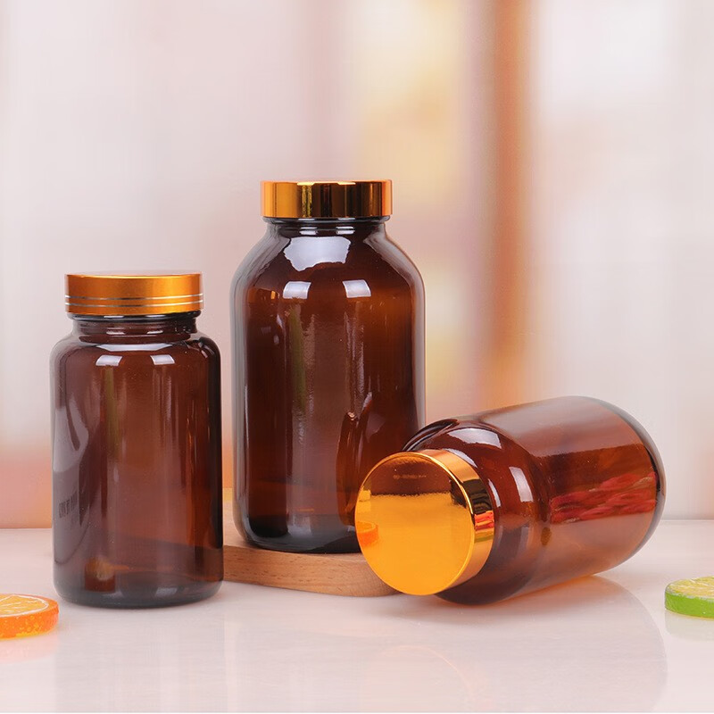 茶色玻璃药瓶带盖棕色玻璃密封瓶药粉胶囊瓶保健品玻璃瓶避光瓶250ml