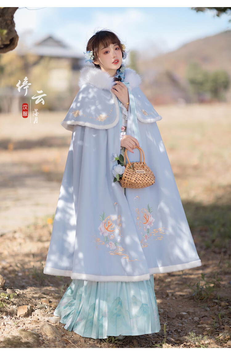 汉服斗篷 萌虎斗篷加绒加厚汉服女披风刺绣保暖外套红色披肩古风过年