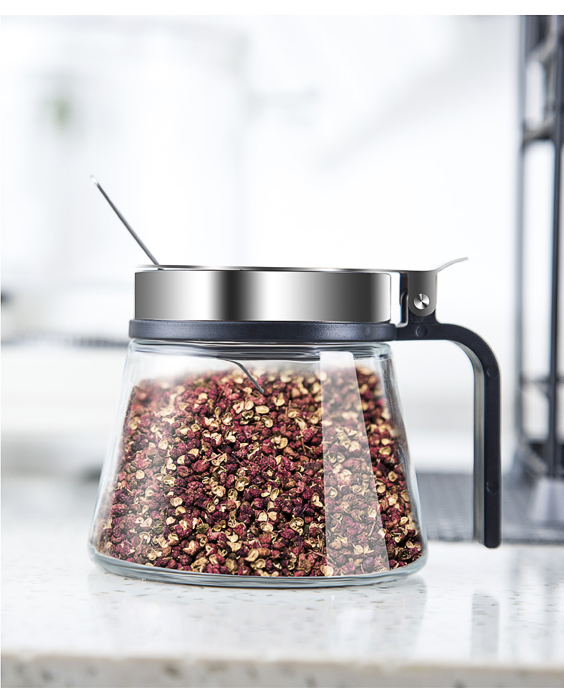 304不锈钢玻璃调味罐 盐罐家用调料盒套装调料罐子放调料瓶佐料瓶 透