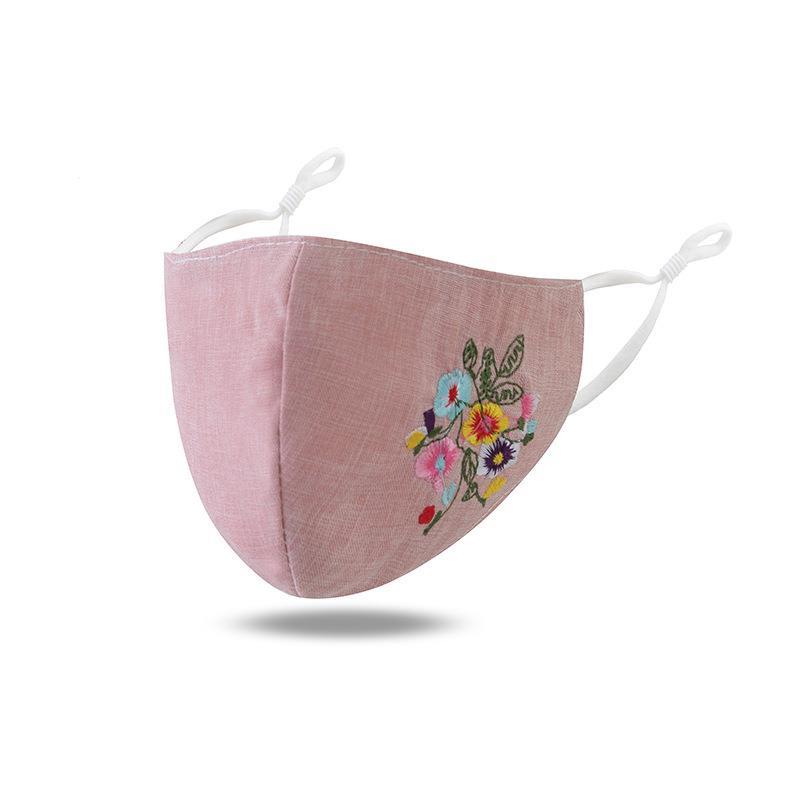 喜圣多新品国风口罩现货民族刺绣防尘双层口罩女立体绣花透气装饰口罩