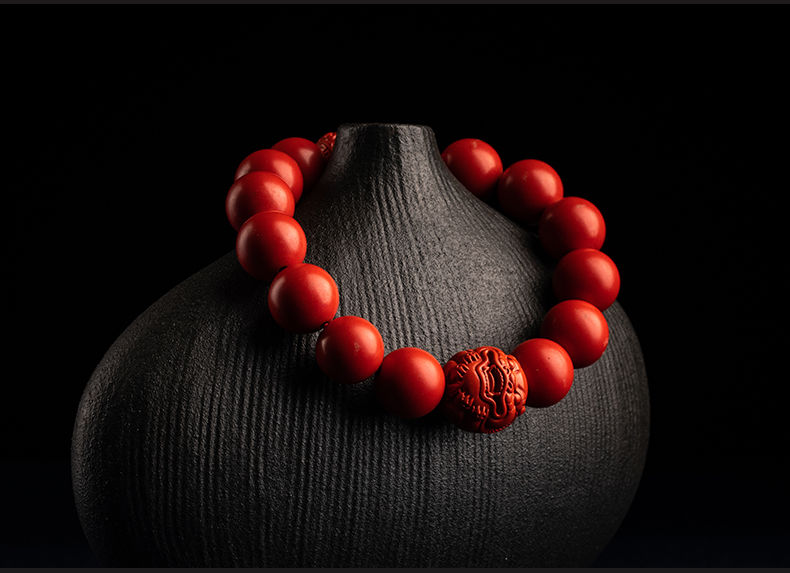 恋江南 红砂手链朱砂手串男款财源滚滚貔貅本命年运转手链男士 14mm