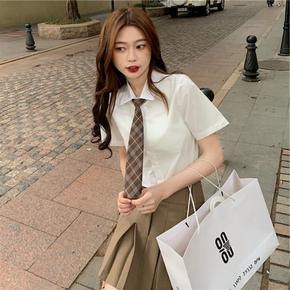 固质服饰配件领带领结女学院风免打棉质jk制服领带休闲学院风懒人衬衫