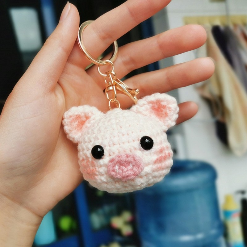 手工编织钥匙扣diy材料包钩针毛线柿子花生吊坠挂件玩偶送礼物黑色