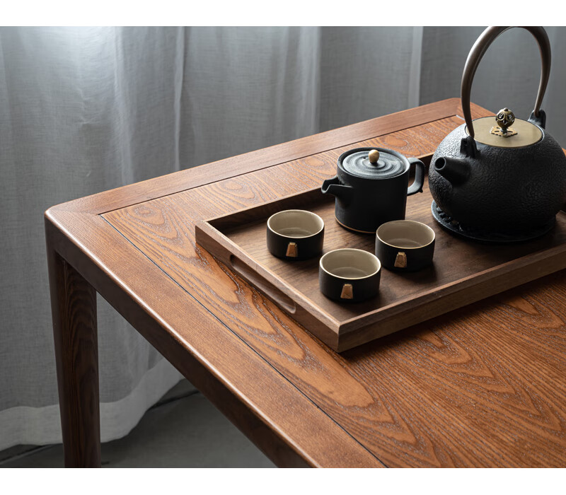 新中式实木小茶桌椅组合禅意小茶台书桌餐桌长桌方桌 白蜡木原木色0