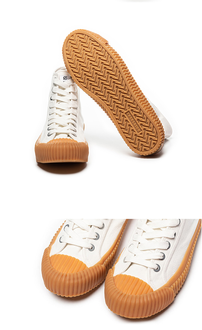 excelsior韩国焦糖饼干鞋男高帮运动休闲鞋厚底韩版百搭帆布鞋女 蒸汽