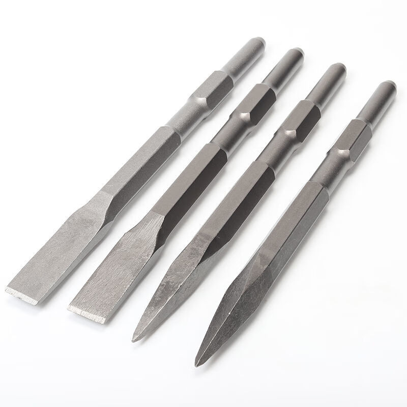 精选长六角柄尖扁凿子加长600mm800长1米六角凿子镐钎电镐头铲子开槽