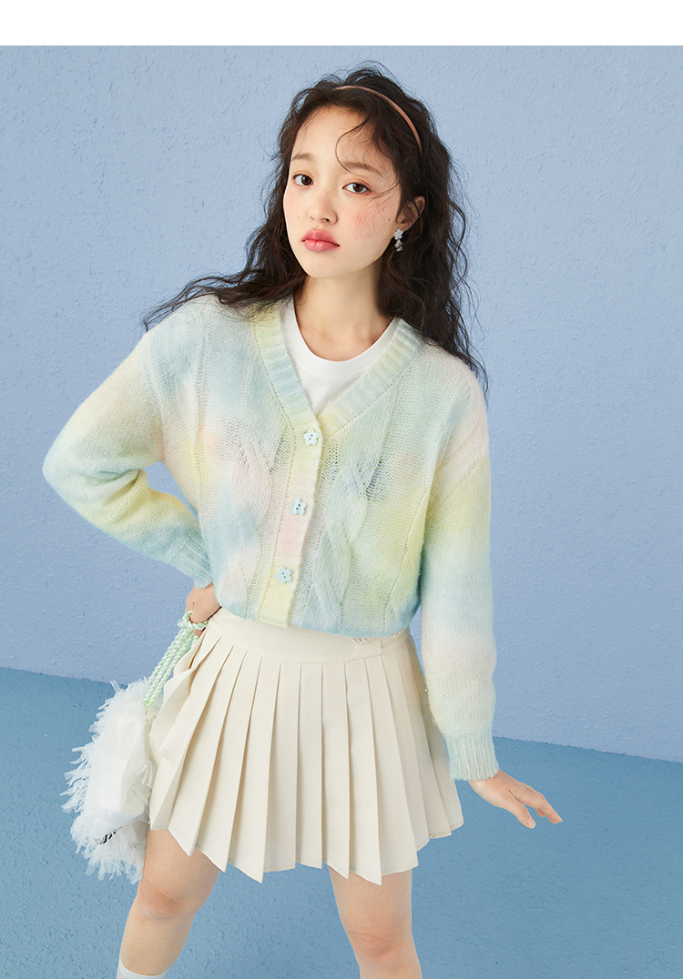 山海经系列乐町半身裙2021春季新款女装盘扣百褶半身裙荼蘼白现货m