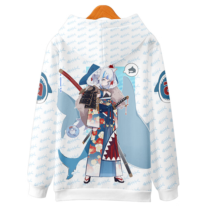 gura鲨鱼娘噶呜古拉周边连帽卫衣男女动漫二次元秋冬季外套上衣服潮
